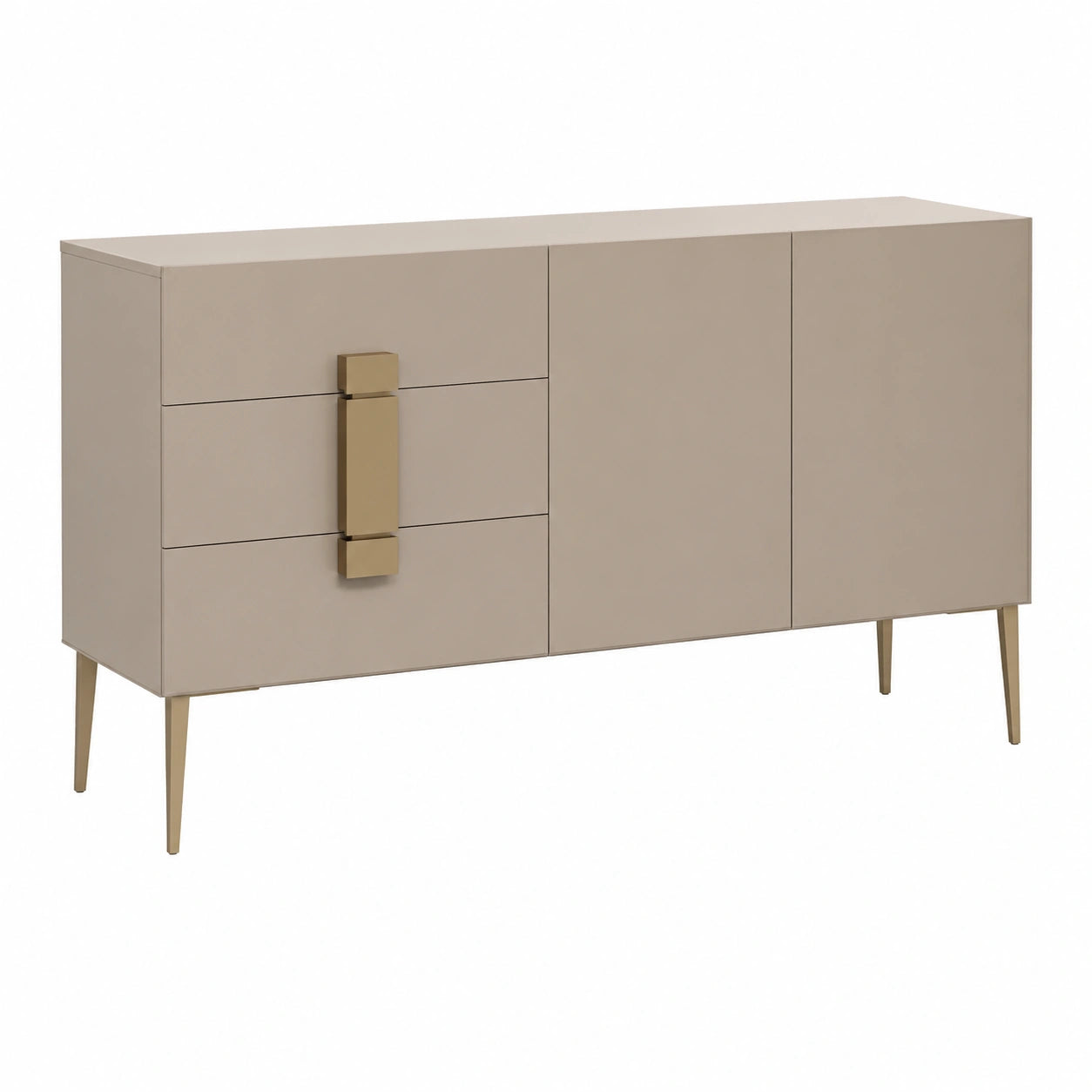AOTPA Stilvolles Massivholz-Sideboard mit Lederdetails für Flur und Wohnzimmer