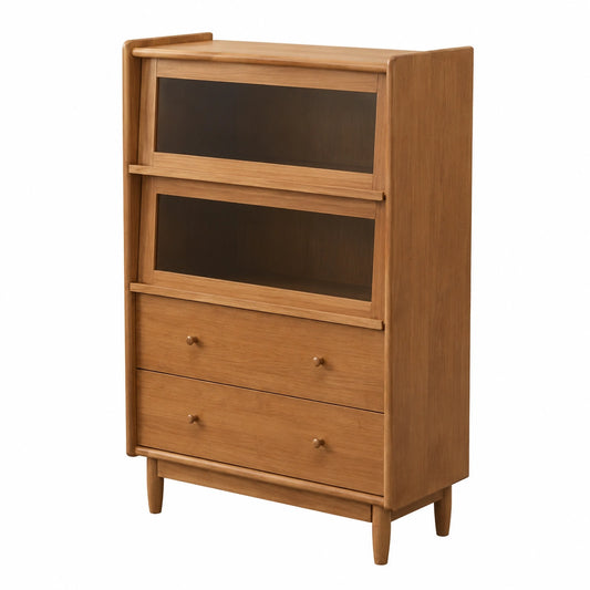 AOTPA Massivholz Sideboard 80x35x125cm, Küche & Wohnzimmer Glasschrank