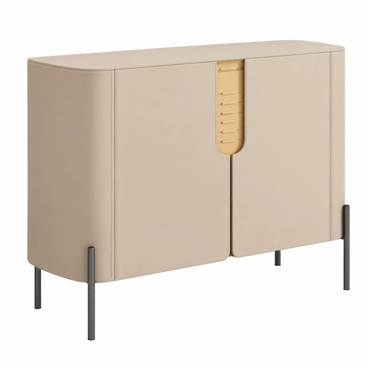 Elegantes Sideboard aus Sattelleder für Flur und Esszimmer, modernes Design, dekorative Aufbewahrungslösung (140x40x85cm)
