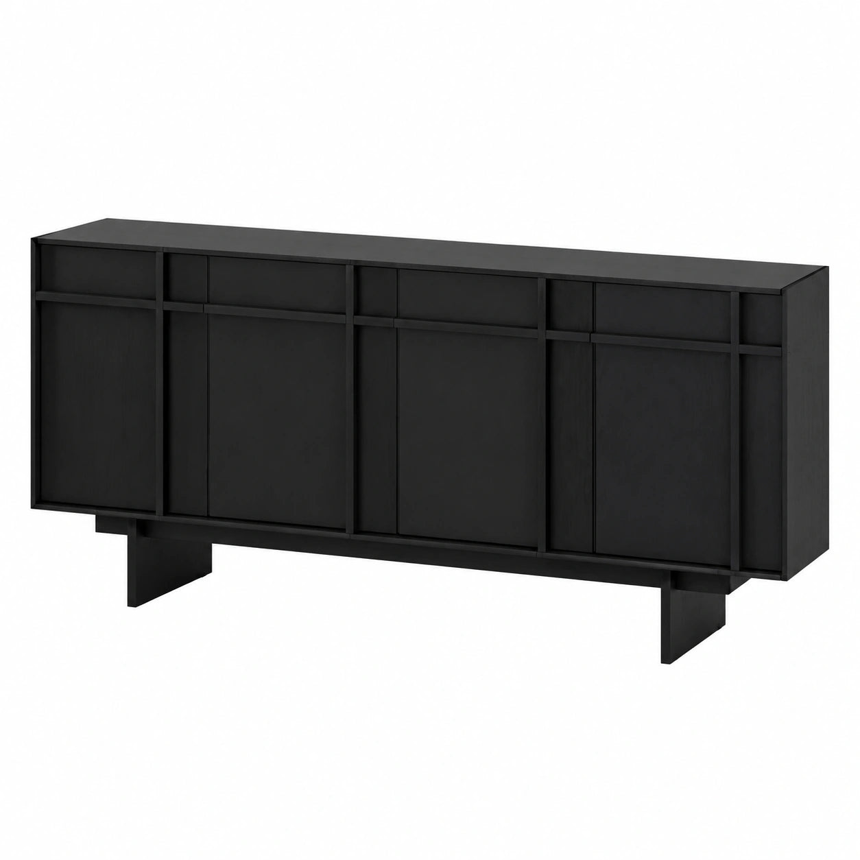 AOTPA Massivholz Sideboard in Schwarz, 180x43,5x78cm, für Wohnzimmer und Eingang