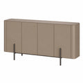 Massivholz Sideboard mit Sattelleder für Esszimmer und Schlafzimmer, 160x40x80 cm