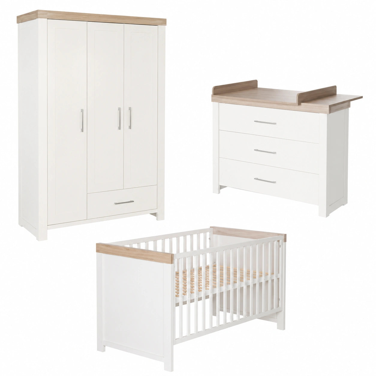 roba Babyzimmer-Set ‚Lucy‘: Kinderbett 70x140 cm, Wickelkommode und 3-türiger Schrank