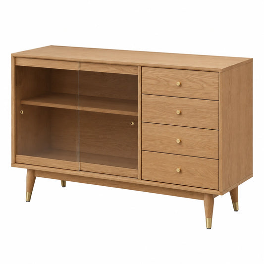 Skandinavisches Sideboard im japanischen Stil - Vielseitiger Aufbewahrungsschrank für Wohnzimmer und Küche