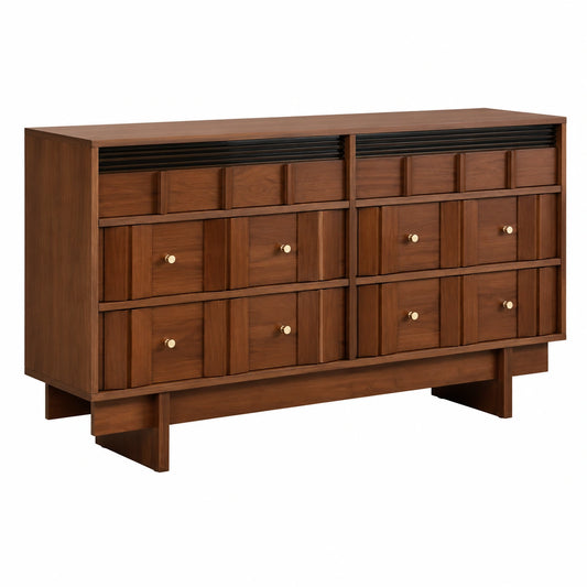 Massivholz Sideboard mit Schubladen für Schlafzimmer und Küche, 160x40x85cm