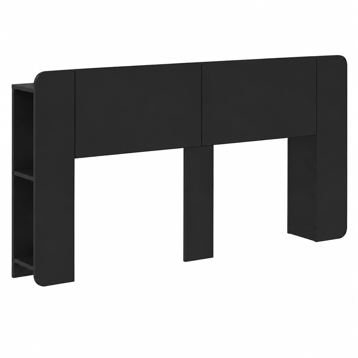 Schwarzes Kopfteil mit großem Stauraum, Holzwerkstoff, 182,5x18,5x80 cm, vielseitiger Bettrahmen für Schlafzimmer, Gästezimmer und Jugendzimmer, stabile Wandmontage