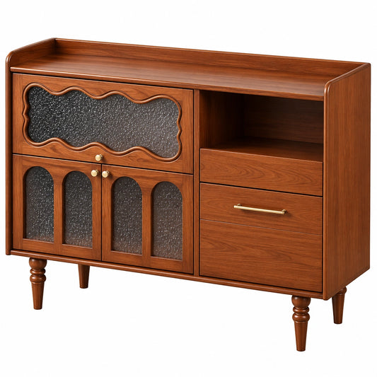 Rustikales Sideboard aus Massivholz für Esszimmer und Wohnzimmer, 130x40x95 cm, Retro-Stil
