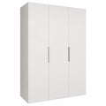 Moderner Kleiderschrank 150x202x52cm, weiß, Kaschmirgriffe, für Schlafzimmer und Flur