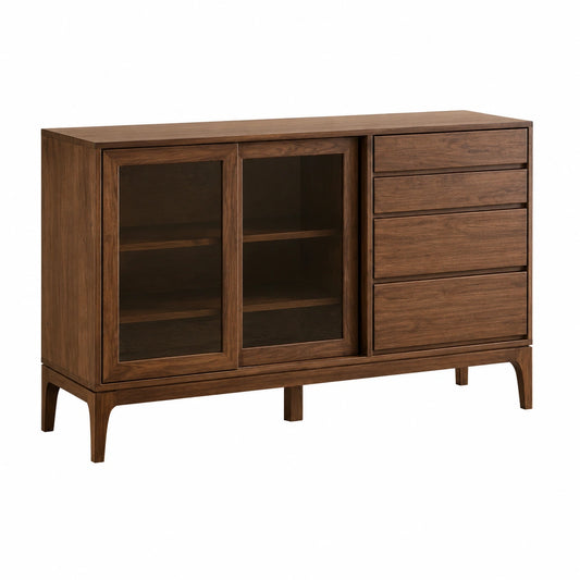 Modernes Sideboard aus Nussbaumholz, ideal für Flur, Küche und Esszimmer, 150x40x90cm