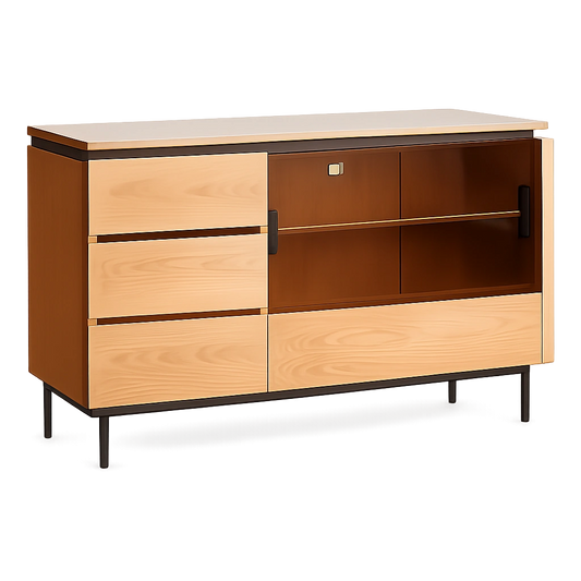 Esstisch und Sideboard Set aus Massivholz mit Schubladen, Kirsche, für Wohnzimmer und Flur