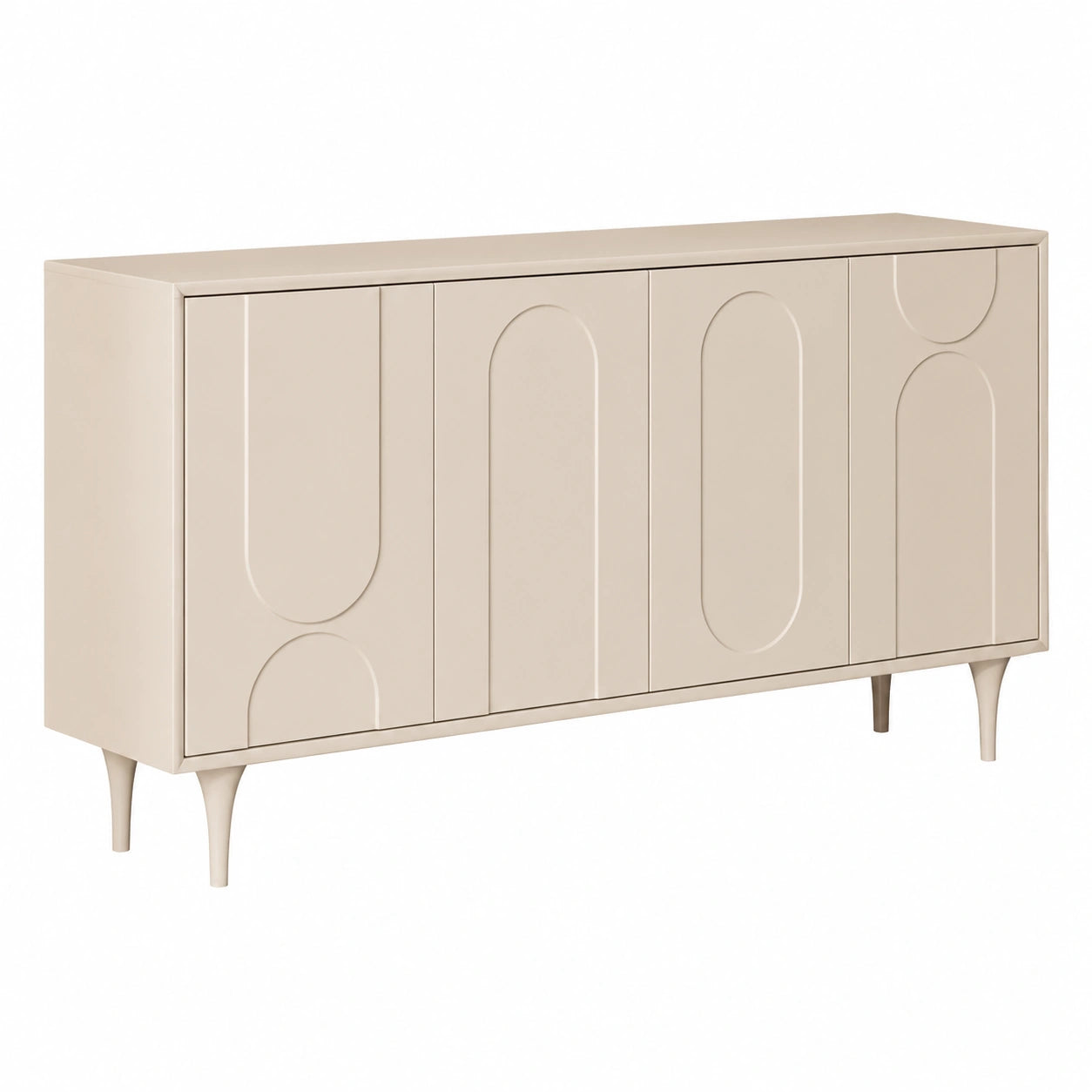 Massivholz Sideboard 160cm, Aufbewahrungsschrank Weiß für Wohnzimmer, Küche & Schlafzimmer