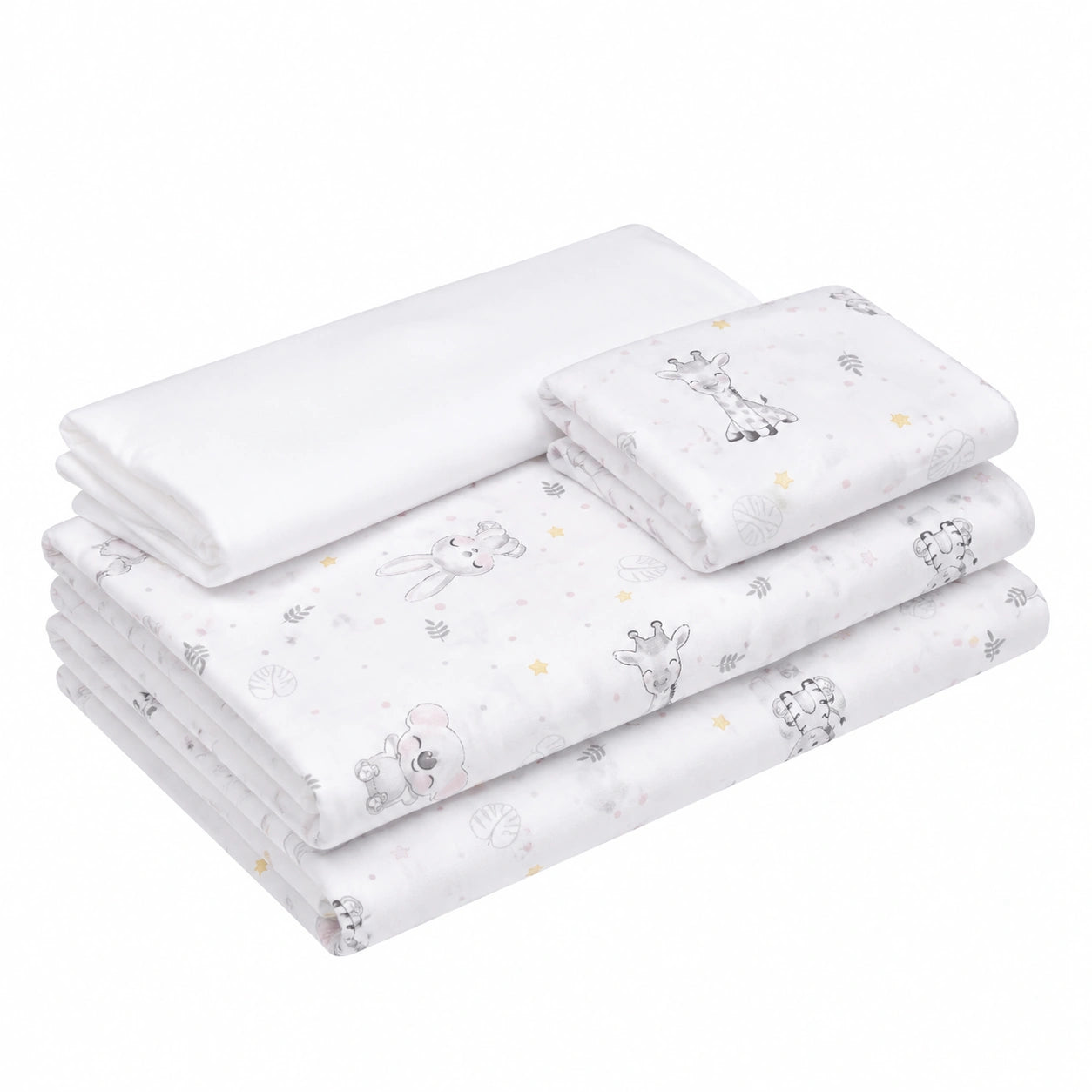 Babybettwäsche-Set KOALA aus reiner Baumwolle, 3-teilig, Weiß/Rosa