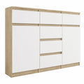 Modernes Sideboard in Sonoma Eiche/Weiß mit Schubladen und Regalen, 120x40x98 cm, für Wohnzimmer, Esszimmer & Schlafzimmer