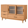 Massive Holz Anrichte 140x40x90cm, Aufbewahrungstisch für Eingang, Küchen Geschirrschrank, Schlichtes Wohnzimmerglas Möbel Buffet
