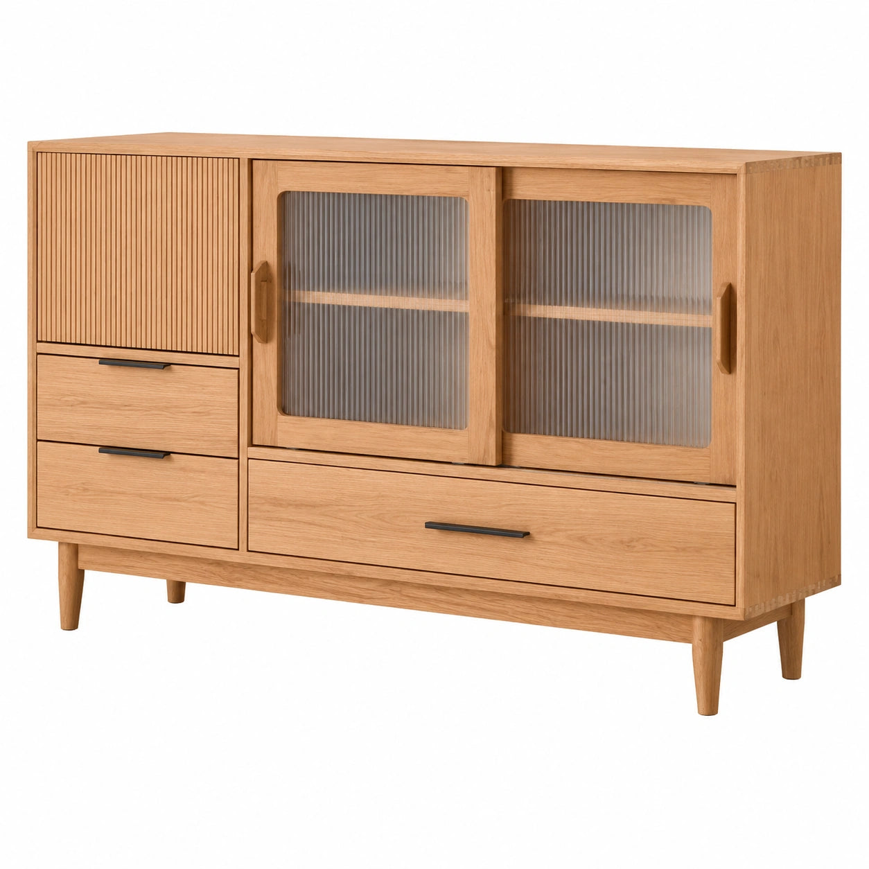Massive Holz Anrichte 140x40x90cm, Aufbewahrungstisch für Eingang, Küchen Geschirrschrank, Schlichtes Wohnzimmerglas Möbel Buffet