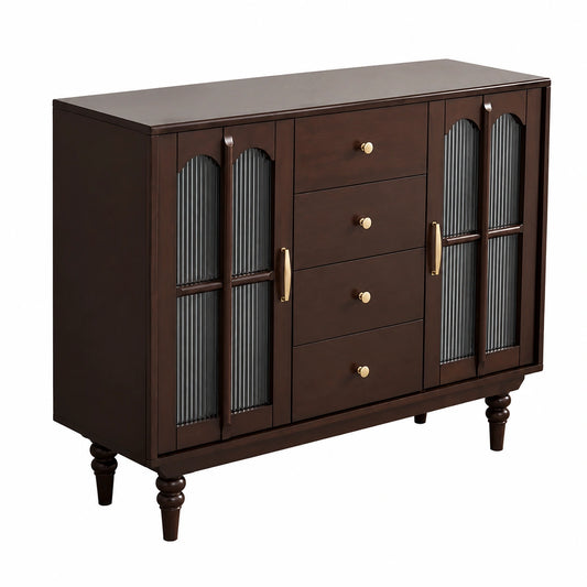 Rustikales Holz-Sideboard mit Weinschrank und Küchenschrank