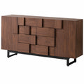 Moderner Sideboard aus massivem Nussbaumholz, Wohnzimmer Aufbewahrungseinheit, Eingangstisch mit Schubladen, dekorativer Buffetschrank (160x40x90cm)