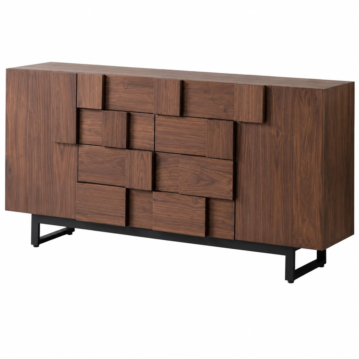 Moderner Sideboard aus massivem Nussbaumholz, Wohnzimmer Aufbewahrungseinheit, Eingangstisch mit Schubladen, dekorativer Buffetschrank (160x40x90cm)