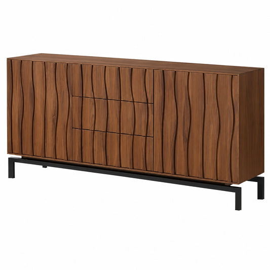 Massivholz-Sideboard mit Stauraum für Wohnzimmer und Küche, ideal für Eingangsbereich und Restaurant, Dekoratives Möbelstück (150x45x75cm)