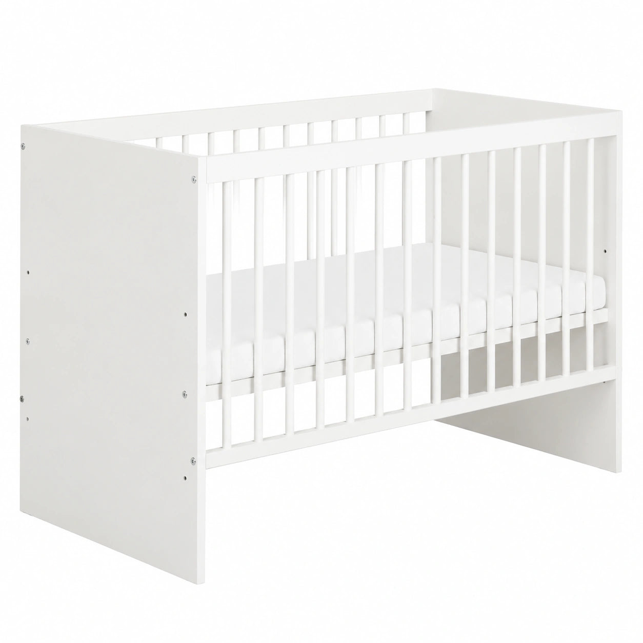 Klassisches Babybett aus Kiefernholz, höhenverstellbar, mit Schlupfsprossen, 120x60 cm