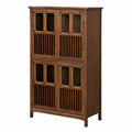 Massivholz-Sideboard mit Regal, 80x38x126cm, Nussbaum-Eingangstisch