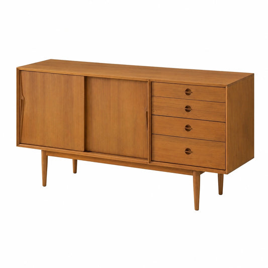 Retro Sideboard aus Massivholz mit Stauraum für Esszimmer und Flur, multifunktionaler Beistelltisch, 140x43x80 cm