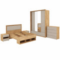 Komplettes Schlafzimmer-Set aus Eiche mit Bett 160x200 cm, 2 Nachttischen, Kleiderschrank und Kommode