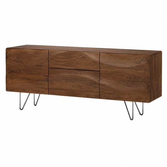 AOTPA Massivholz-Sideboard im Retro-Stil, 210 cm, mit Schubladen, ideal für Wohnzimmer, Hotel und Haushalt