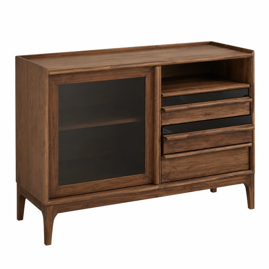 Massivholz-Sideboard aus Nussbaum für Küche und Wohnzimmer, 120x40x90cm, modernes Design, Stauraum für Esszimmer und Eingangsbereich