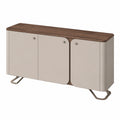 Sideboard aus schwarzem Nussbaumholz mit Sattelleder, ideal für Wohnzimmer und Flur, dekorativer Schrank, multifunktional (120x35x90cm)