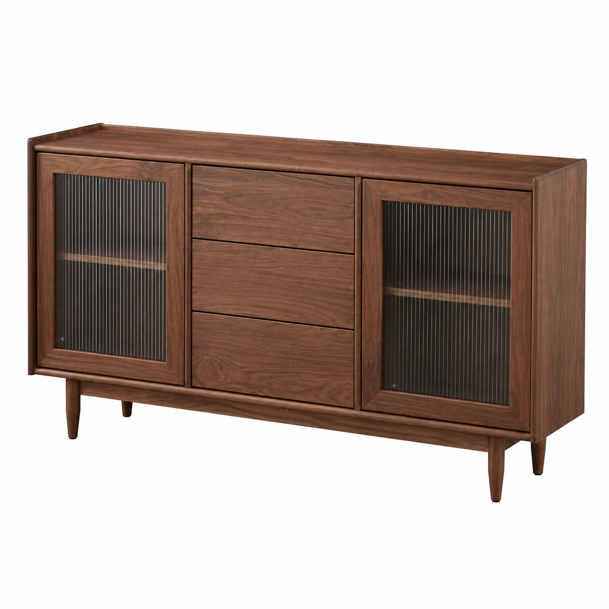 Massivholz Sideboard Wohnzimmer Kommode mit Weinschrank Funktion, Eingangstisch und Buffetschrank, 140x40x90cm