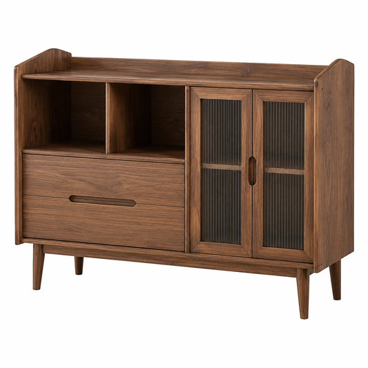 Multifunktionales Nussbaum-Sideboard aus Massivholz 160x40x98cm, ideal für Wohnzimmer und Küche