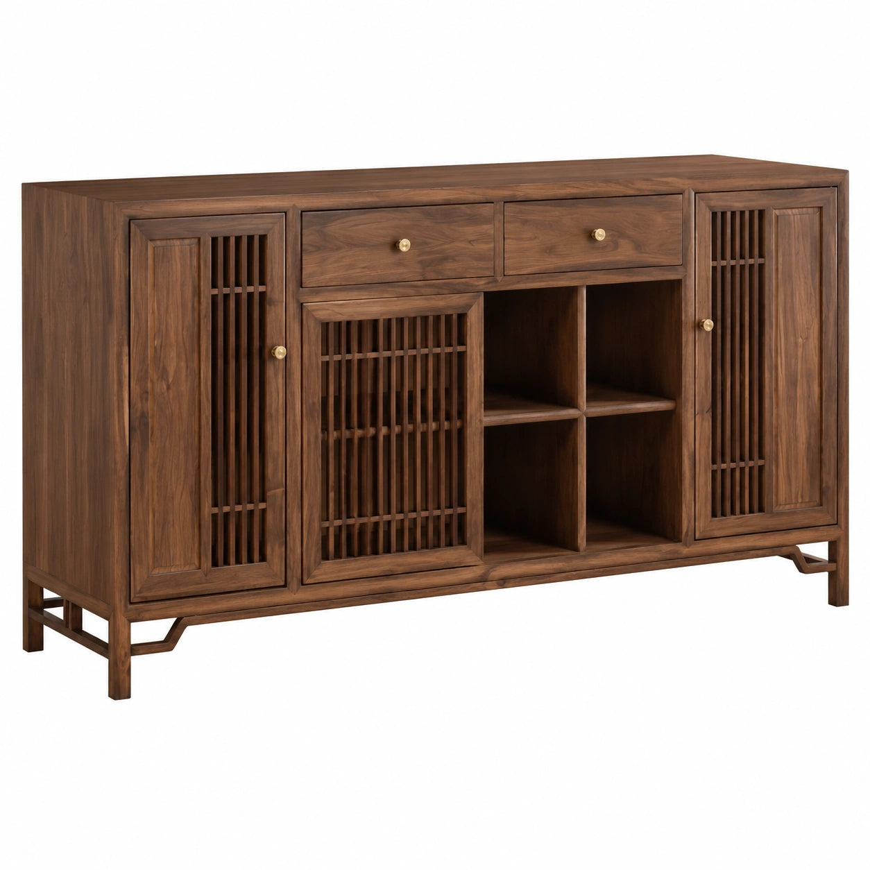 Massivholz-Sideboard im chinesischen Design für Wohnzimmer und Schlafzimmer, Ulmen-Schränkchen 160x38x88cm