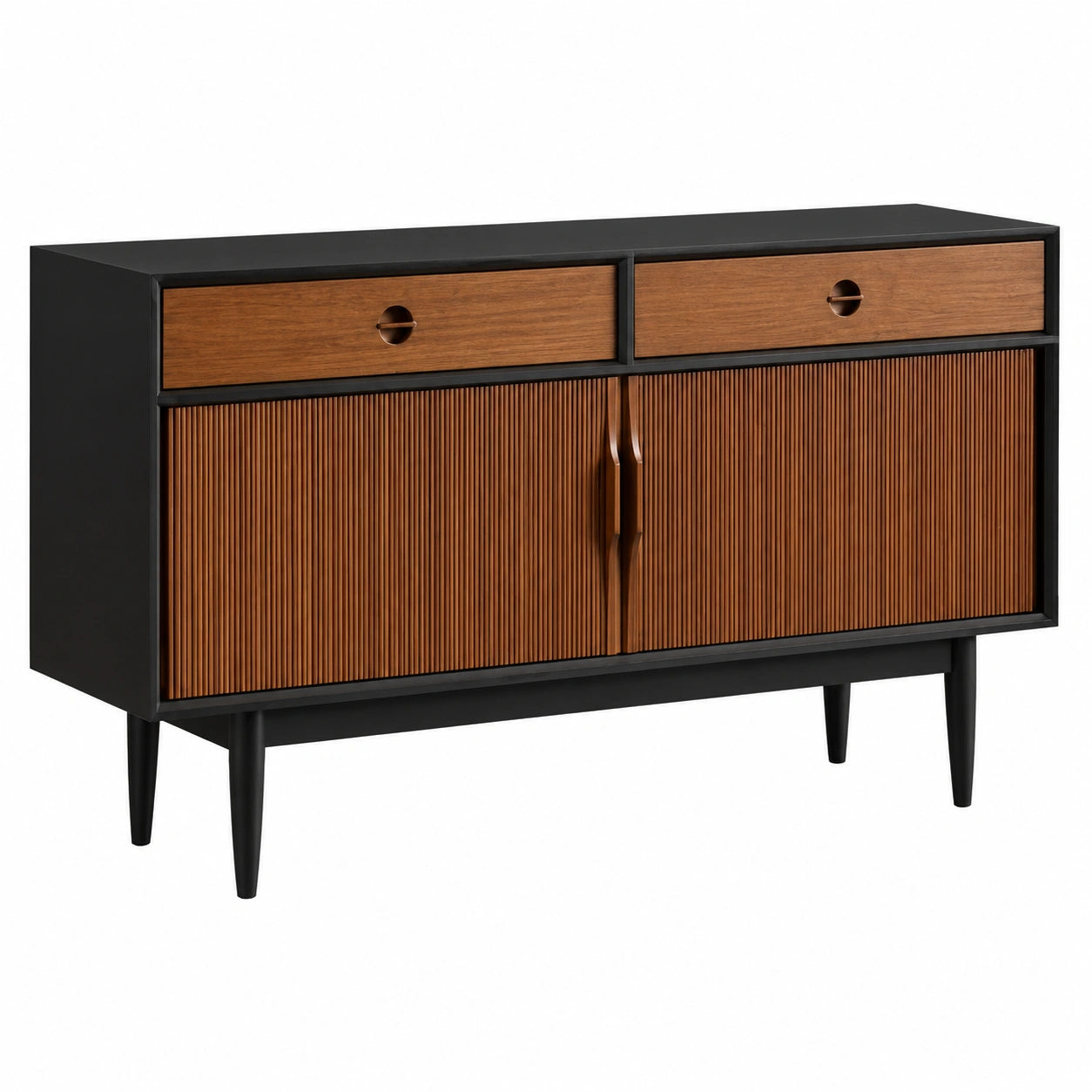 AOTPA Massivholz Sideboard 150x43x80 cm mit Schubladen, Retro-Stil, für Esszimmer, Wohnzimmer und Schlafzimmer