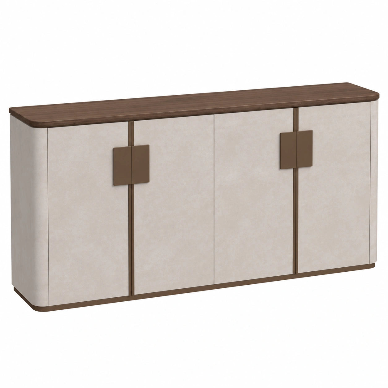 Hochwertiges Sideboard aus Massivholz, schwarz-nussbaum, für Wohnzimmer oder Eingangsbereich, 160x35x88 cm