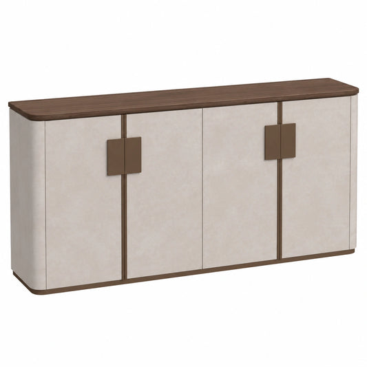 Hochwertiges Sideboard aus Massivholz, schwarz-nussbaum, für Wohnzimmer oder Eingangsbereich, 160x35x88 cm