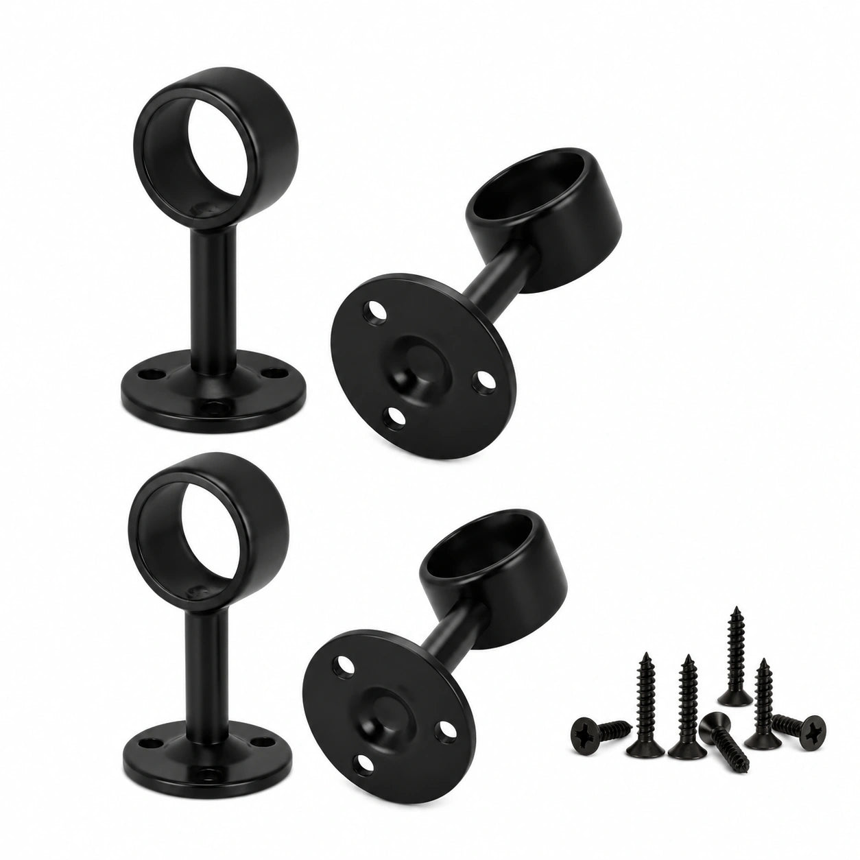 Edelstahl Vorhangstangenhalter zur Wandmontage, 25 mm, Set aus 4, ideal für Bad und Schrank