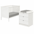 WEBABY – Babybett und Kommode Set mit flexibel verstellbarem Lattenrost und Wickeltisch