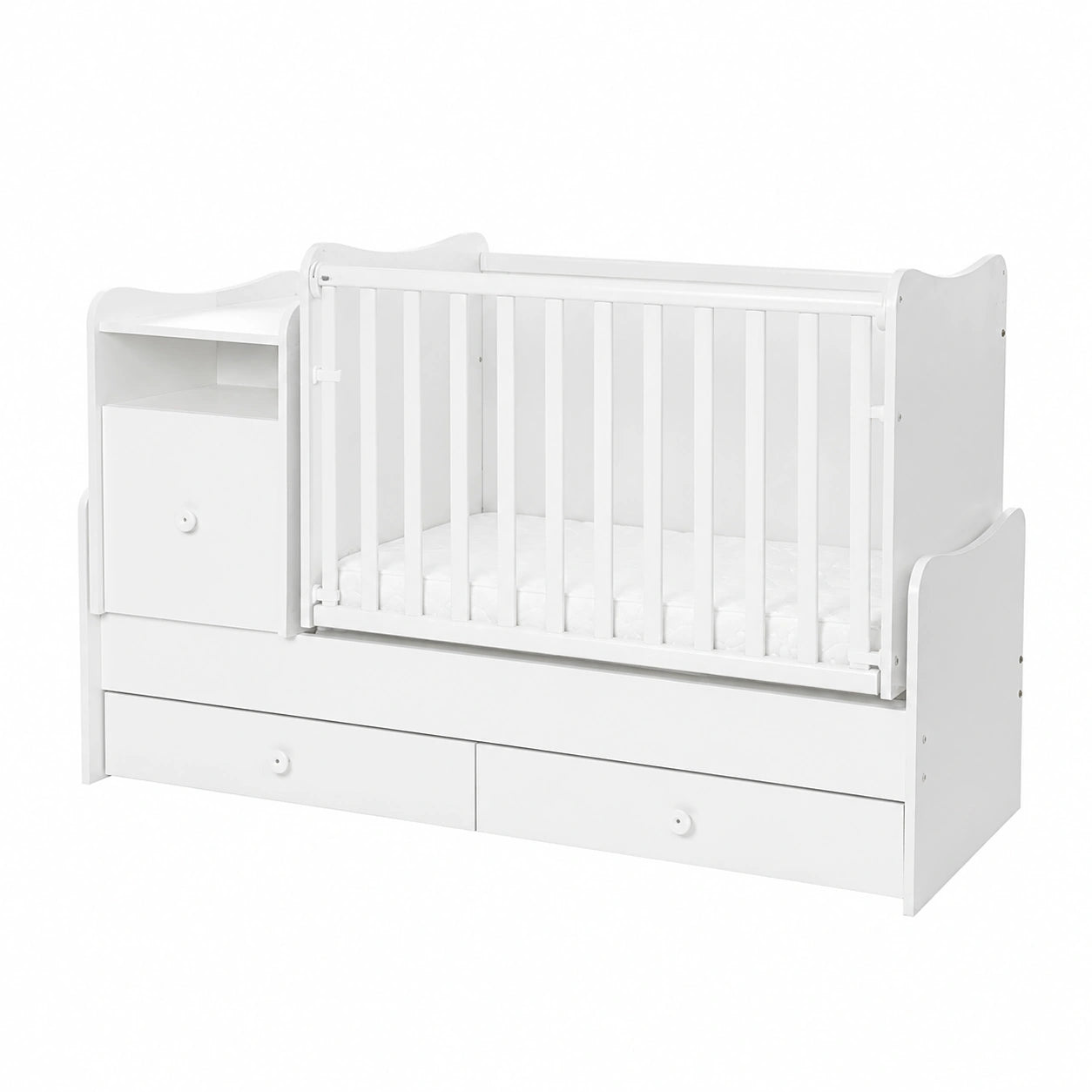 Lorelli Kinderbett Trend Plus 70x160cm mit Schreibtisch und Kommode, Weiß