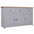 Willood Moderner Sideboard aus Kiefernholz in Grau mit Schubladen, 135x40x80 cm - Ideal für Esszimmer und Wohnzimmer