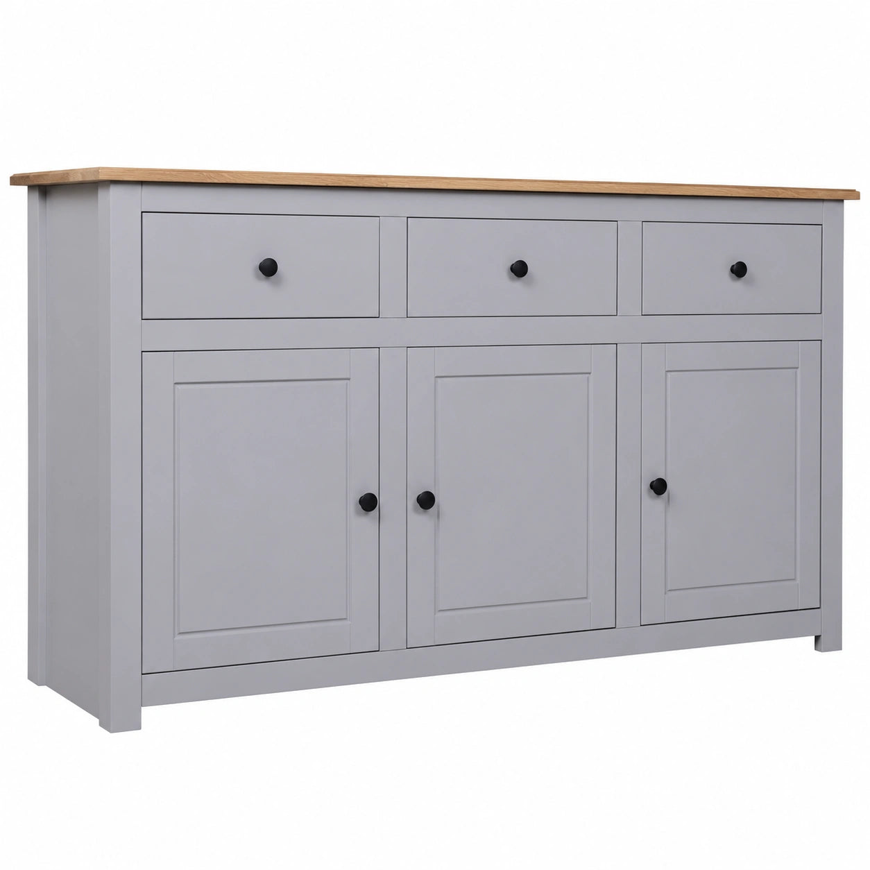 Willood Moderner Sideboard aus Kiefernholz in Grau mit Schubladen, 135x40x80 cm - Ideal für Esszimmer und Wohnzimmer