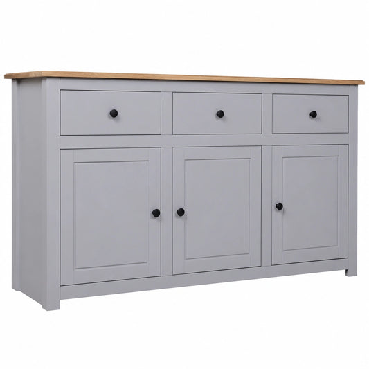 Willood Moderner Sideboard aus Kiefernholz in Grau mit Schubladen, 135x40x80 cm - Ideal für Esszimmer und Wohnzimmer